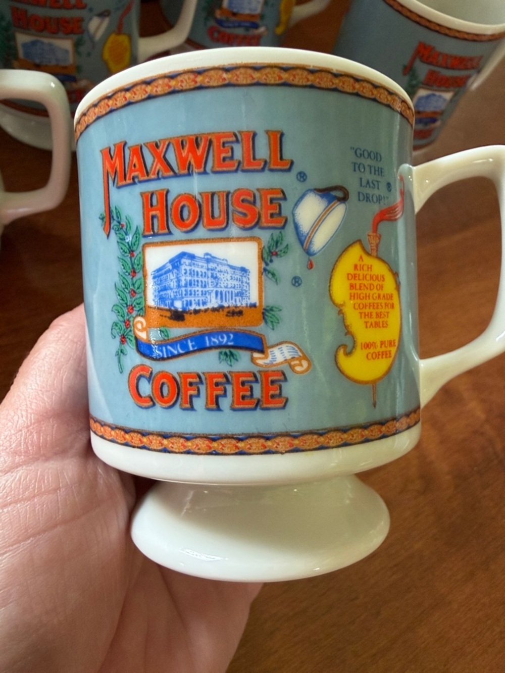 Vintage Porcelain Maxwell House Pedestal Coffee Cup Set of 7 - Picture 2 of 13